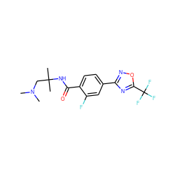 CN(C)CC(C)(C)NC(=O)c1ccc(-c2noc(C(F)(F)F)n2)cc1F ZINC000142954107