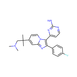 CN(C)CC(C)(C)c1ccn2c(-c3ccnc(N)n3)c(-c3ccc(F)cc3)nc2c1 ZINC000036401229