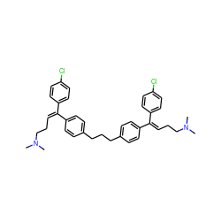 CN(C)CC/C=C(\c1ccc(Cl)cc1)c1ccc(CCCc2ccc(/C(=C\CCN(C)C)c3ccc(Cl)cc3)cc2)cc1 ZINC000027103610