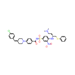 CN(C)CC[C@@H](CSc1ccccc1)Nc1ccc(S(=O)(=O)NC(=O)c2ccc(N3CCC(=Cc4ccc(Cl)cc4)CC3)cc2)cc1[N+](=O)[O-] ZINC000029464855