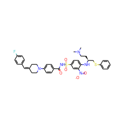 CN(C)CC[C@@H](CSc1ccccc1)Nc1ccc(S(=O)(=O)NC(=O)c2ccc(N3CCC(=Cc4ccc(F)cc4)CC3)cc2)cc1[N+](=O)[O-] ZINC000029464764