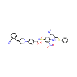 CN(C)CC[C@@H](CSc1ccccc1)Nc1ccc(S(=O)(=O)NC(=O)c2ccc(N3CCC(=Cc4ccccc4C#N)CC3)cc2)cc1[N+](=O)[O-] ZINC000029464872