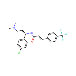 CN(C)CC[C@@H](NC(=O)/C=C/c1ccc(C(F)(F)F)cc1)c1ccc(Cl)cc1 ZINC000028653925