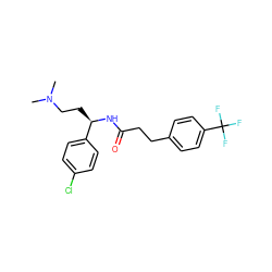 CN(C)CC[C@@H](NC(=O)CCc1ccc(C(F)(F)F)cc1)c1ccc(Cl)cc1 ZINC000028653905