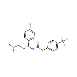 CN(C)CC[C@@H](NC(=O)Cc1ccc(C(F)(F)F)cc1)c1ccc(Cl)cc1 ZINC000028653887