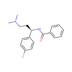 CN(C)CC[C@@H](NC(=O)c1ccccc1)c1ccc(Cl)cc1 ZINC000013684745