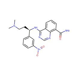 CN(C)CC[C@@H](Nc1ncnc2c(C(N)=O)cccc12)c1cccc([N+](=O)[O-])c1 ZINC000114346040