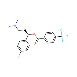 CN(C)CC[C@@H](OC(=O)c1ccc(C(F)(F)F)cc1)c1ccc(Cl)cc1 ZINC000013684598
