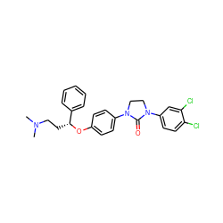 CN(C)CC[C@@H](Oc1ccc(N2CCN(c3ccc(Cl)c(Cl)c3)C2=O)cc1)c1ccccc1 ZINC000169345066