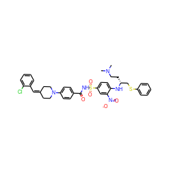 CN(C)CC[C@H](CSc1ccccc1)Nc1ccc(S(=O)(=O)NC(=O)c2ccc(N3CCC(=Cc4ccccc4Cl)CC3)cc2)cc1[N+](=O)[O-] ZINC000029464851