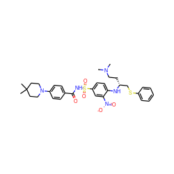 CN(C)CC[C@H](CSc1ccccc1)Nc1ccc(S(=O)(=O)NC(=O)c2ccc(N3CCC(C)(C)CC3)cc2)cc1[N+](=O)[O-] ZINC000014976048