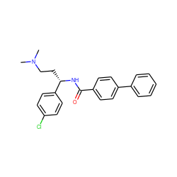 CN(C)CC[C@H](NC(=O)c1ccc(-c2ccccc2)cc1)c1ccc(Cl)cc1 ZINC000013684643