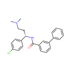 CN(C)CC[C@H](NC(=O)c1cccc(-c2ccccc2)c1)c1ccc(Cl)cc1 ZINC000045286104