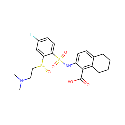 CN(C)CC[S@@+]([O-])c1cc(F)ccc1S(=O)(=O)Nc1ccc2c(c1C(=O)O)CCCC2 ZINC000014964761