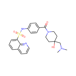 CN(C)CC1(O)CCN(C(=O)c2ccc(NS(=O)(=O)c3cccc4cccnc34)cc2)CC1 ZINC000221284510