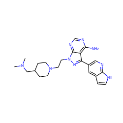 CN(C)CC1CCN(CCn2nc(-c3cnc4[nH]ccc4c3)c3c(N)ncnc32)CC1 ZINC000653882308