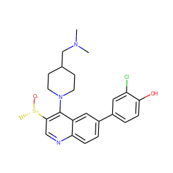 CN(C)CC1CCN(c2c([S@+](C)[O-])cnc3ccc(-c4ccc(O)c(Cl)c4)cc23)CC1 ZINC000203982206