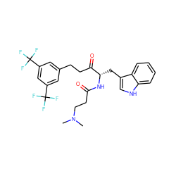 CN(C)CCC(=O)N[C@@H](Cc1c[nH]c2ccccc12)C(=O)CCc1cc(C(F)(F)F)cc(C(F)(F)F)c1 ZINC000003932384