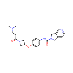 CN(C)CCC(=O)N1CC(Oc2ccc(NC(=O)N3Cc4ccncc4C3)cc2)C1 ZINC000166385831