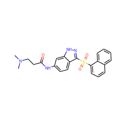 CN(C)CCC(=O)Nc1ccc2c(S(=O)(=O)c3cccc4ccccc34)n[nH]c2c1 ZINC000066105205