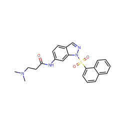 CN(C)CCC(=O)Nc1ccc2cnn(S(=O)(=O)c3cccc4ccccc34)c2c1 ZINC000040412296