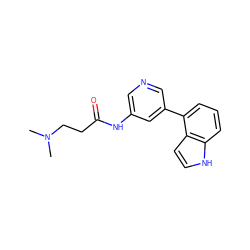 CN(C)CCC(=O)Nc1cncc(-c2cccc3[nH]ccc23)c1 ZINC000299852271