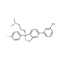 CN(C)CCC[C@@]1(c2ccc(F)cc2)OCc2cc(-c3cccc(N)c3)ccc21 ZINC000058583576