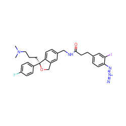 CN(C)CCC[C@@]1(c2ccc(F)cc2)OCc2cc(CNC(=O)CCc3ccc(N=[N+]=[N-])c(I)c3)ccc21 ZINC000473135634