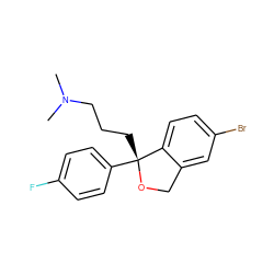 CN(C)CCC[C@]1(c2ccc(F)cc2)OCc2cc(Br)ccc21 ZINC000005912566