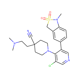 CN(C)CCC1(C#N)CCN(c2c(Cl)cncc2-c2ccc3c(c2)CS(=O)(=O)N3C)CC1 ZINC000653843468