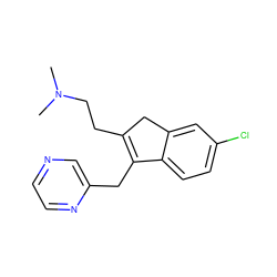 CN(C)CCC1=C(Cc2cnccn2)c2ccc(Cl)cc2C1 ZINC000049126131