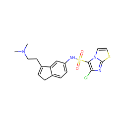 CN(C)CCC1=CCc2ccc(NS(=O)(=O)c3c(Cl)nc4sccn34)cc21 ZINC000040918747