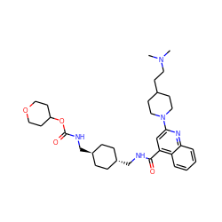 CN(C)CCC1CCN(c2cc(C(=O)NC[C@H]3CC[C@H](CNC(=O)OC4CCOCC4)CC3)c3ccccc3n2)CC1 ZINC000253731942