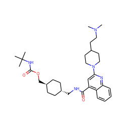 CN(C)CCC1CCN(c2cc(C(=O)NC[C@H]3CC[C@H](COC(=O)NC(C)(C)C)CC3)c3ccccc3n2)CC1 ZINC000261142937