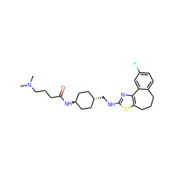 CN(C)CCCC(=O)N[C@H]1CC[C@H](CNc2nc3c(s2)CCCc2ccc(F)cc2-3)CC1 ZINC000261118490