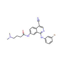 CN(C)CCCC(=O)Nc1ccc2c(C#N)cnc(Nc3cccc(Br)c3)c2c1 ZINC000066251674