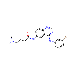 CN(C)CCCC(=O)Nc1ccc2ncnc(Nc3cccc(Br)c3)c2c1 ZINC000016052473