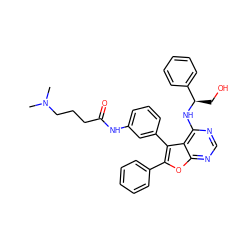 CN(C)CCCC(=O)Nc1cccc(-c2c(-c3ccccc3)oc3ncnc(N[C@H](CO)c4ccccc4)c23)c1 ZINC000095602148