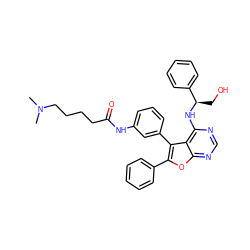 CN(C)CCCCC(=O)Nc1cccc(-c2c(-c3ccccc3)oc3ncnc(N[C@H](CO)c4ccccc4)c23)c1 ZINC000095602642