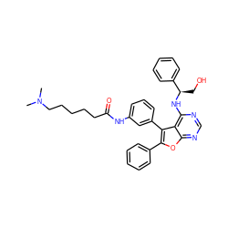 CN(C)CCCCCC(=O)Nc1cccc(-c2c(-c3ccccc3)oc3ncnc(N[C@H](CO)c4ccccc4)c23)c1 ZINC000095605302