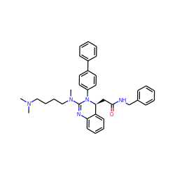 CN(C)CCCCN(C)C1=Nc2ccccc2[C@H](CC(=O)NCc2ccccc2)N1c1ccc(-c2ccccc2)cc1 ZINC000103240405