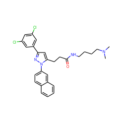 CN(C)CCCCNC(=O)CCc1cc(-c2cc(Cl)cc(Cl)c2)nn1-c1ccc2ccccc2c1 ZINC000058603106