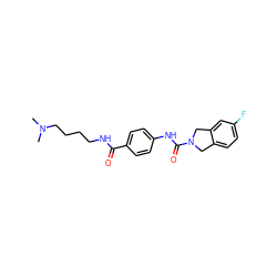 CN(C)CCCCNC(=O)c1ccc(NC(=O)N2Cc3ccc(F)cc3C2)cc1 ZINC000166855623