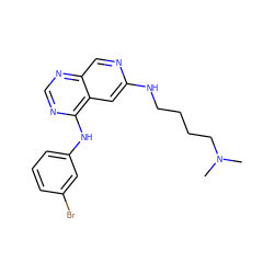 CN(C)CCCCNc1cc2c(Nc3cccc(Br)c3)ncnc2cn1 ZINC000021289182