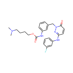 CN(C)CCCCOC(=O)Nc1cccc(Cn2nc(Nc3cccc(F)c3)ccc2=O)c1 ZINC000206890015