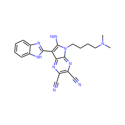 CN(C)CCCCn1c(N)c(-c2nc3ccccc3[nH]2)c2nc(C#N)c(C#N)nc21 ZINC000653687131