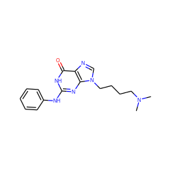 CN(C)CCCCn1cnc2c(=O)[nH]c(Nc3ccccc3)nc21 ZINC000013644867