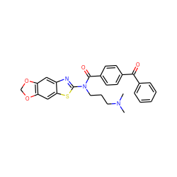 CN(C)CCCN(C(=O)c1ccc(C(=O)c2ccccc2)cc1)c1nc2cc3c(cc2s1)OCO3 ZINC000010068093