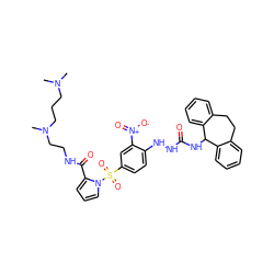 CN(C)CCCN(C)CCNC(=O)c1cccn1S(=O)(=O)c1ccc(NNC(=O)NC2c3ccccc3CCc3ccccc32)c([N+](=O)[O-])c1 ZINC000053261582