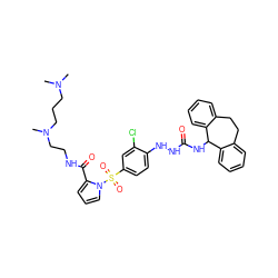 CN(C)CCCN(C)CCNC(=O)c1cccn1S(=O)(=O)c1ccc(NNC(=O)NC2c3ccccc3CCc3ccccc32)c(Cl)c1 ZINC000095559744